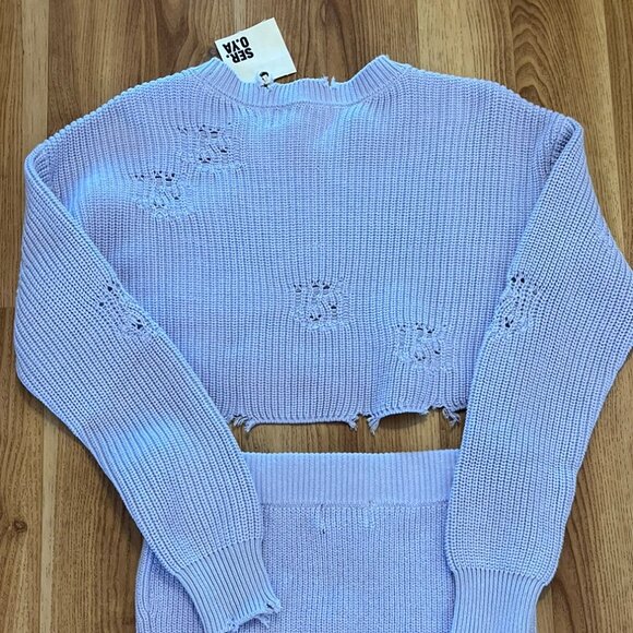 Seroya Woman's Purple Devin Sweater/Aloha Skirt Set Sz Sm - Picture 6 of 10